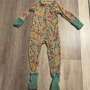 Bums & Roses Harvest Thanksgiving Zipper Convertible Footie Romper